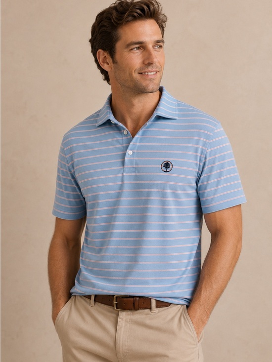 Peter Millar Other - Men's Light Blue Striped Polo Shirt
